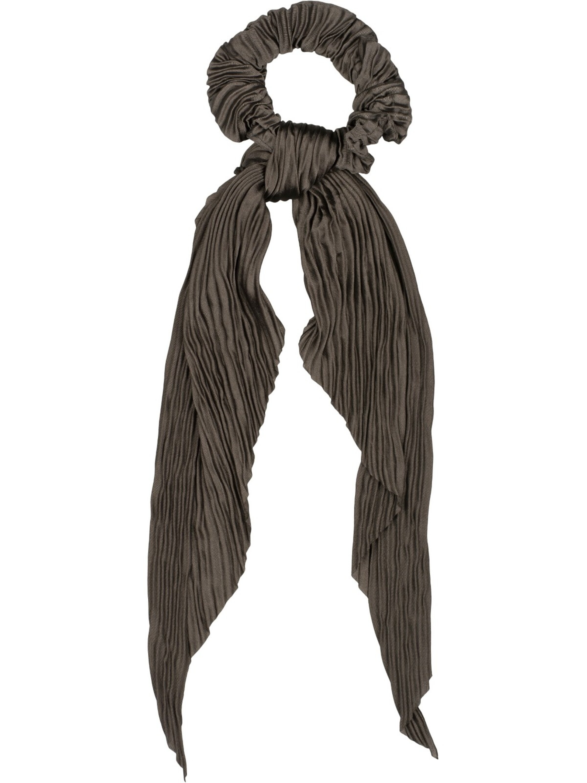 styleBREAKER Haarschmuck 'Plissierter Scrunchie Haargummi mit Schleife'‌‌‌‌‌‌ in Grau