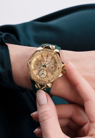 GUESS Analoog horloge 'ENVY' in Groen: voorkant