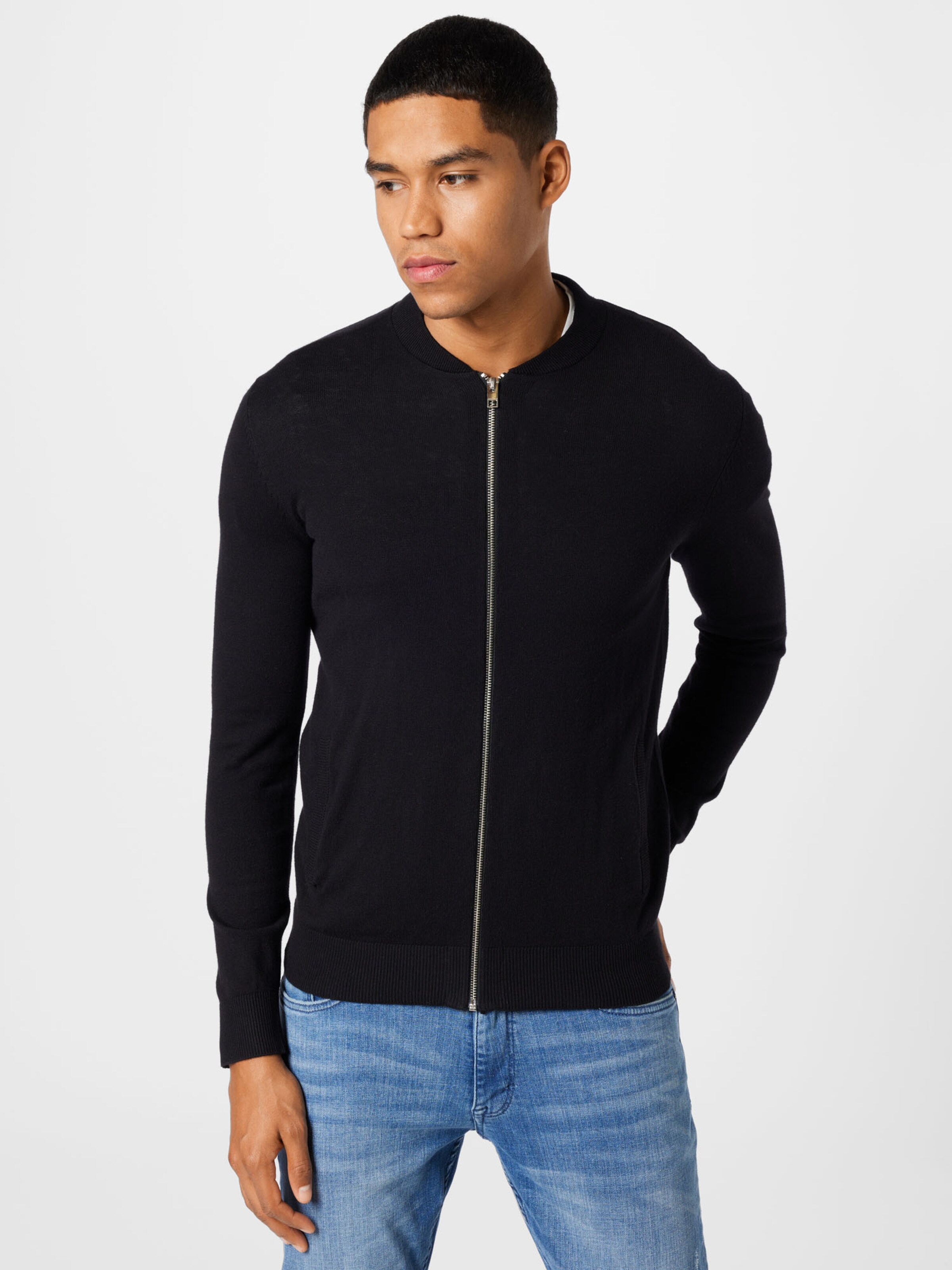 Männer Pullover & Strick JACK & JONES Strickjacke 'EMIL' in Schwarz - PS93113 Männer Pullover & Strick JACK & JONES Strickjacke 'EMIL' in Schwarz - PS93113