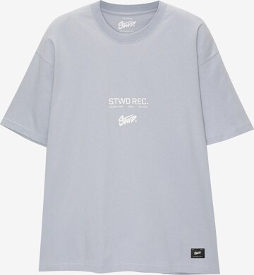 Pull&Bear Shirt 'STWD RECORDS' in Blue: front