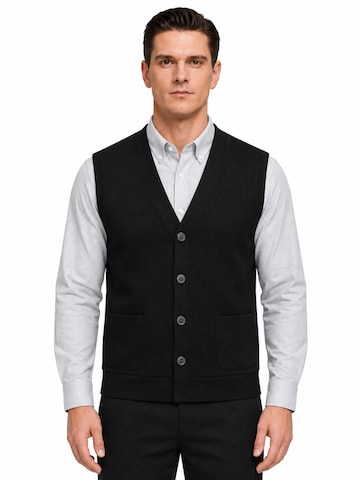 ALLTHEMEN Strickjacke 'Schräglicht'‌‌‌‌‌ in Schwarz: Vorderseite