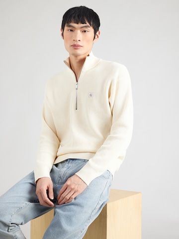 Pull-over Calvin Klein Jeans en blanc : devant
