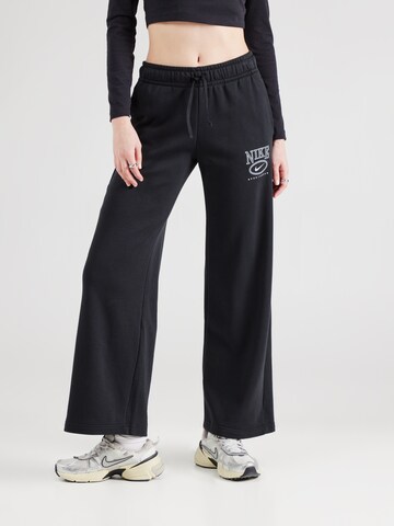 Nike Sportswear Wide leg Byxa 'CLUB FLC' i svart: framsida