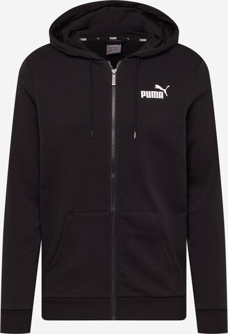 PUMA Athletic Zip-Up Hoodie in Black: front