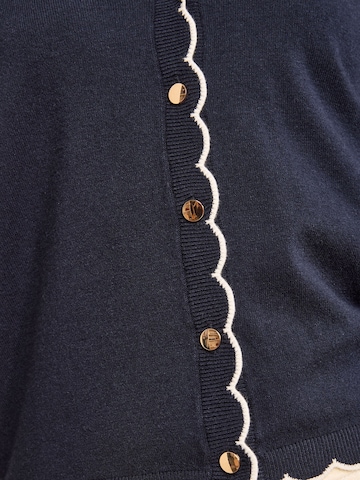 Cardigan love & roses en bleu