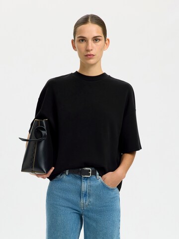 T-shirt oversize 'SLFTenny' SELECTED en noir : devant