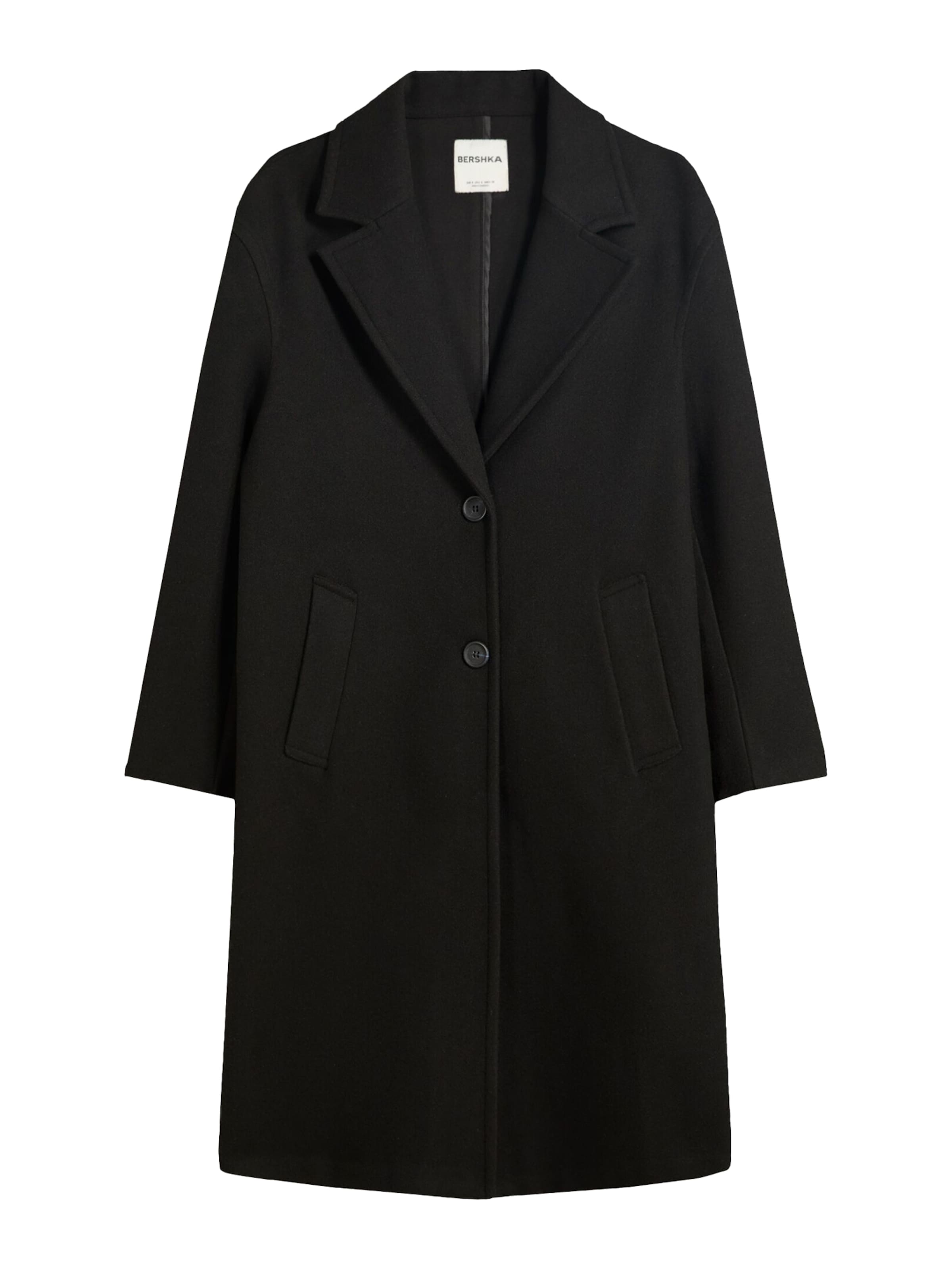 Palton de primăvară-toamnă de la Bershka pe negru: față
