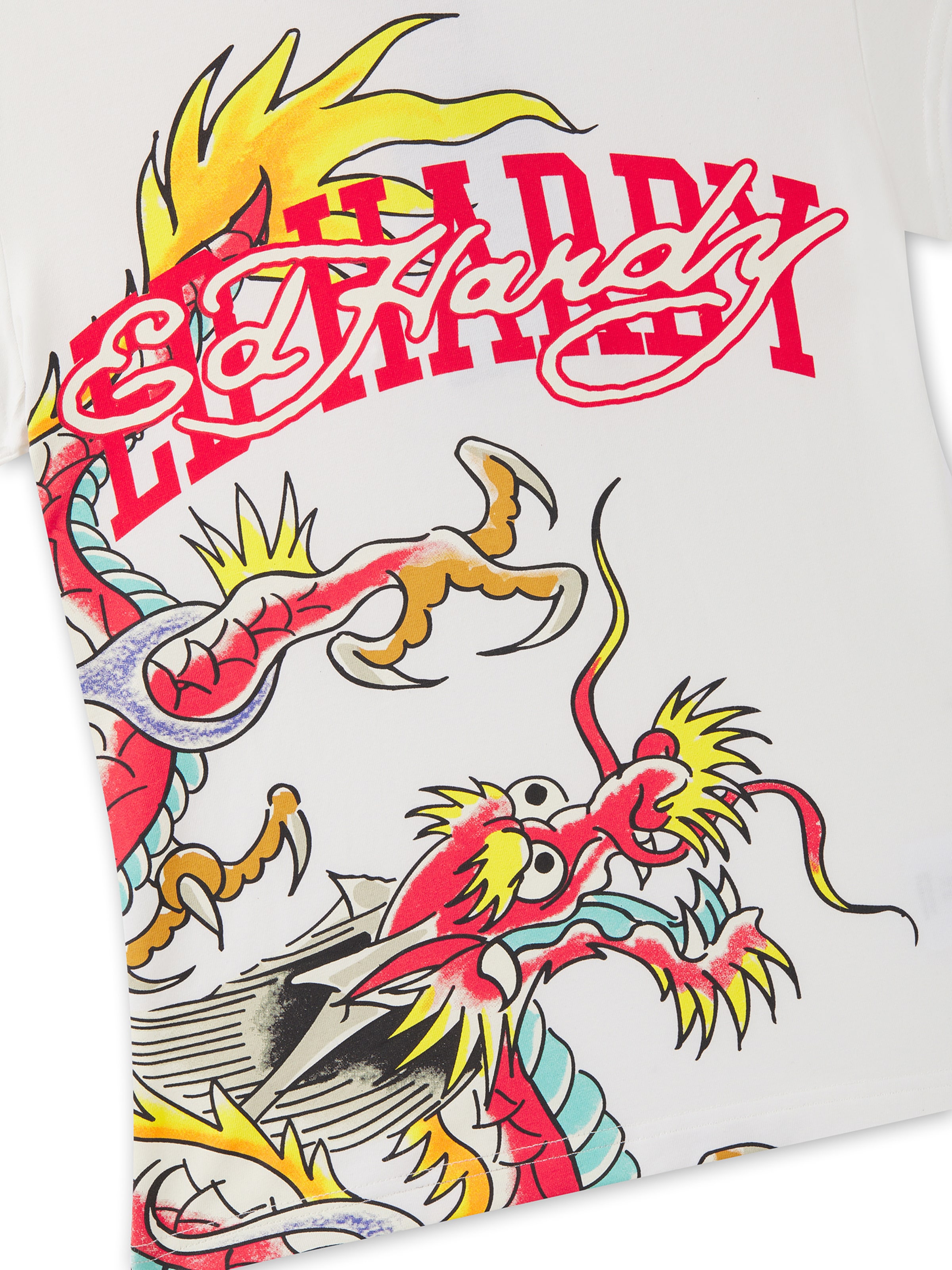 Ed Hardy T-Shirt 'Varsity Dragon' in Beige