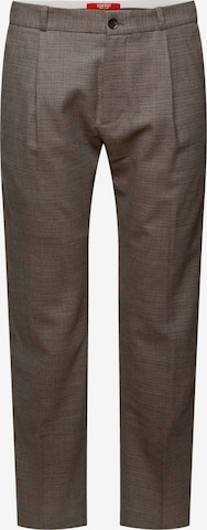 ESPRIT Regular Pleat-Front Pants in Brown: front