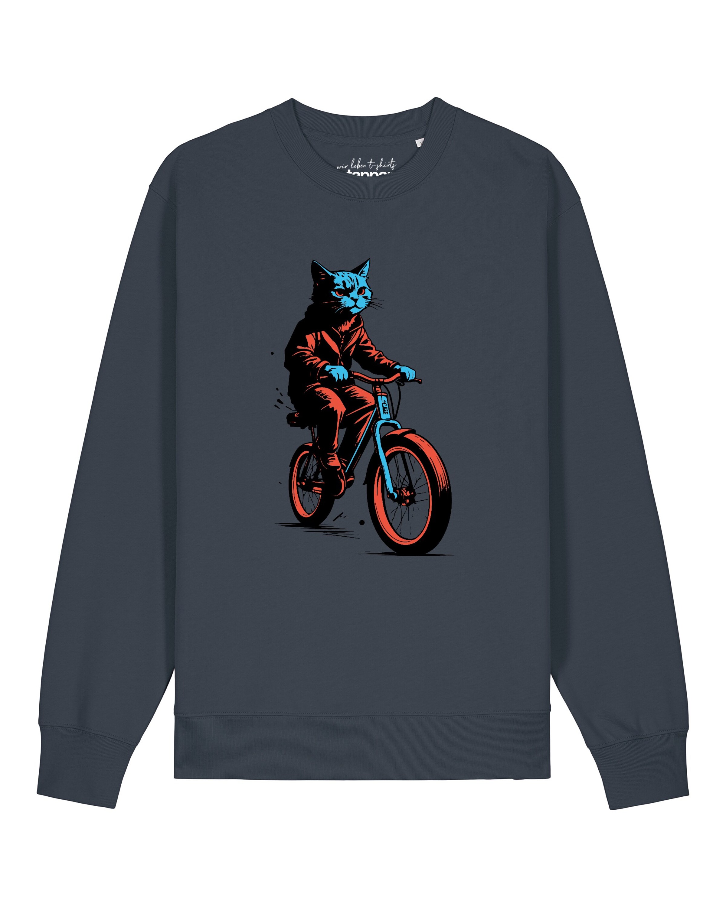 Sweat-shirt 'Katze auf Fahrrad' Watapparel en gris : devant