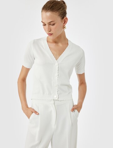 Koton Knit Cardigan in White: front