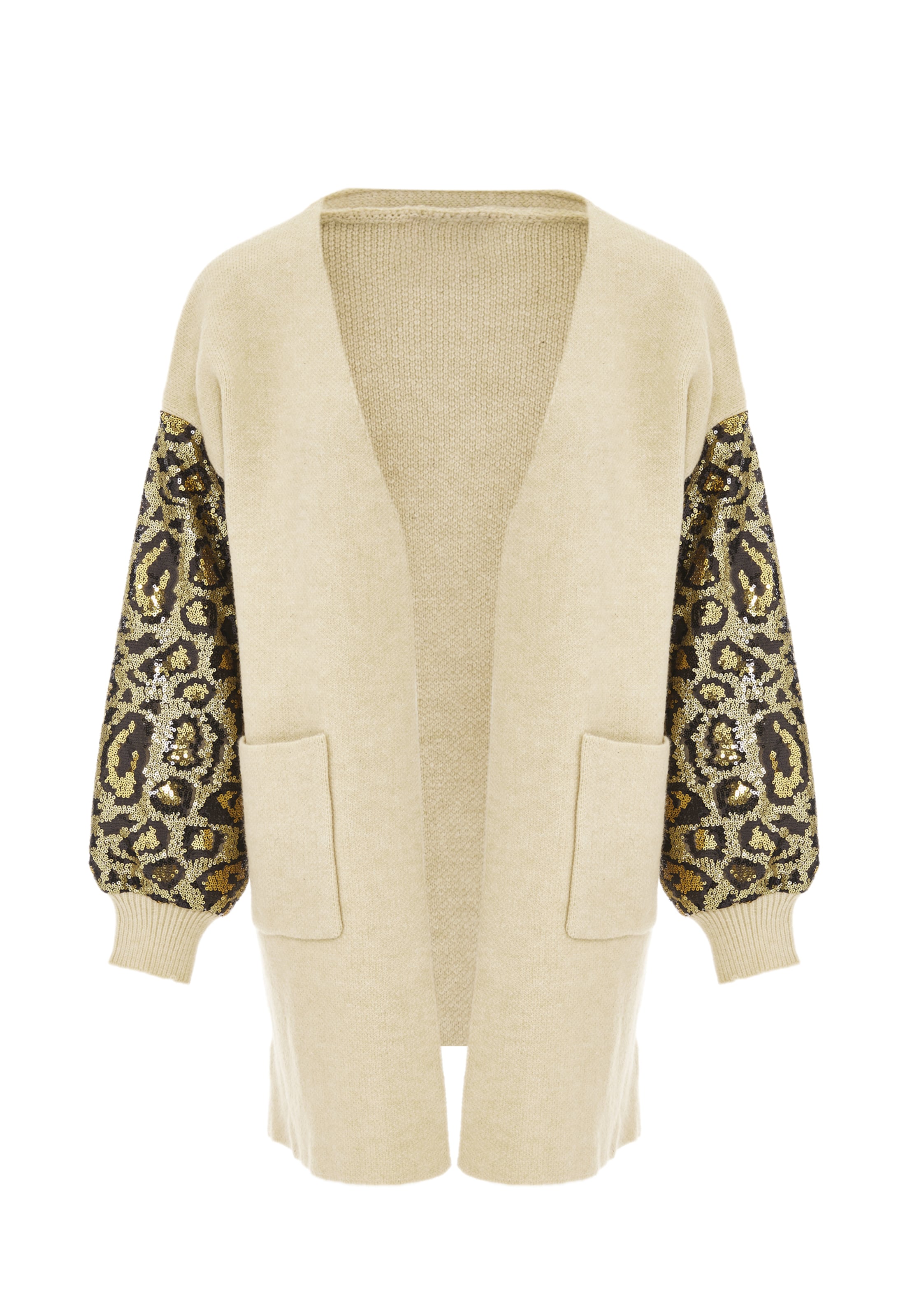 IMANE Knit cardigan in Beige: front