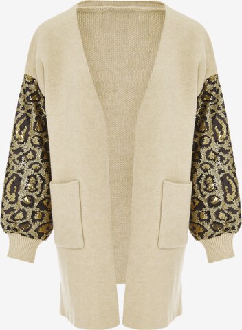 IMANE Knit Cardigan in Beige: front