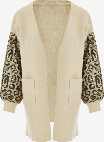 IMANE Knit Cardigan in Beige: front