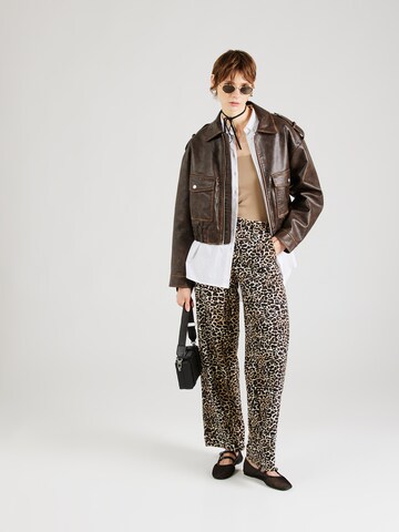 OBJECT Wide leg Pants 'OBJALBA' in Brown