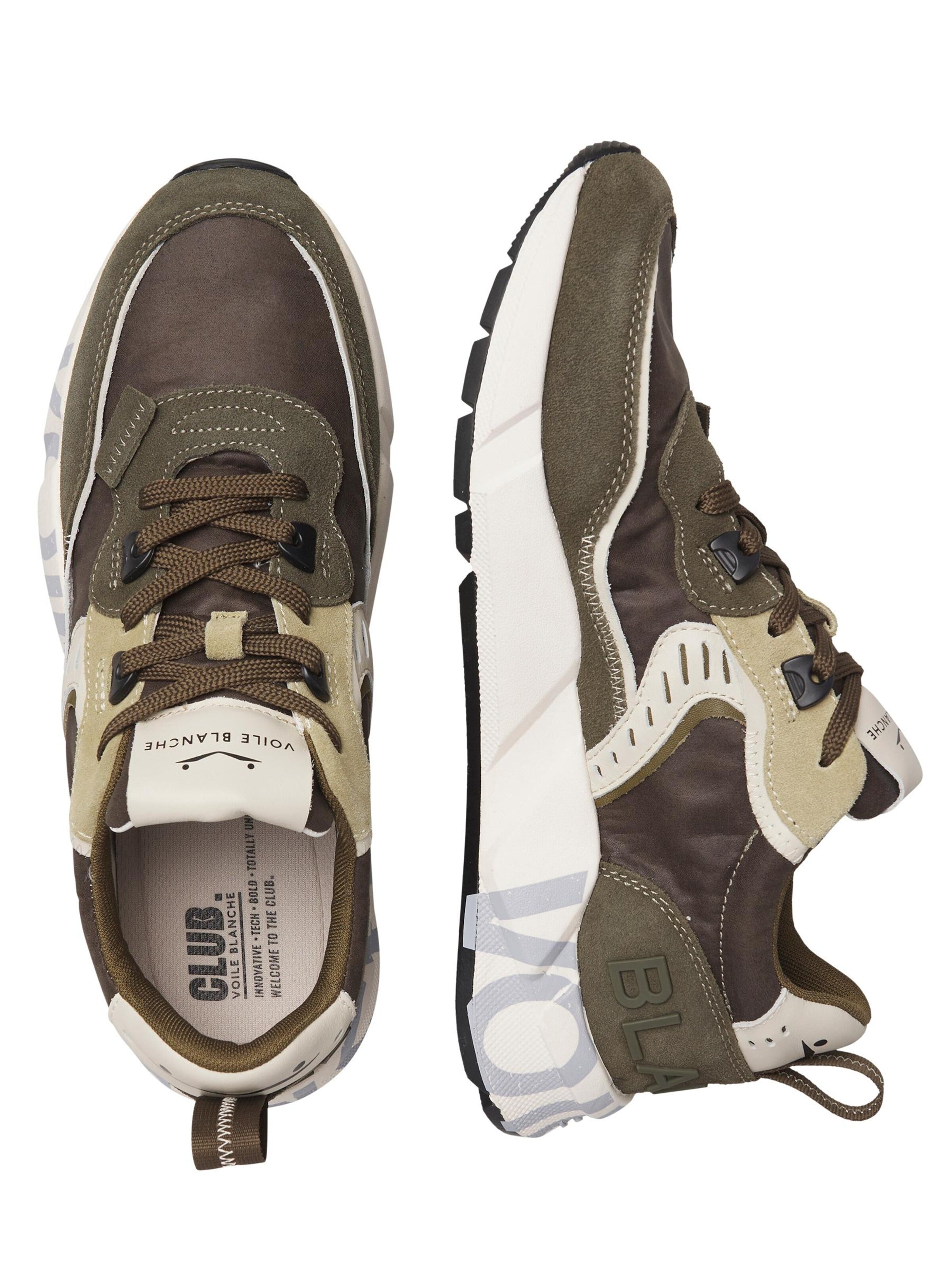 Baskets basses 'CLUB01.' Voile blanche en vert : devant