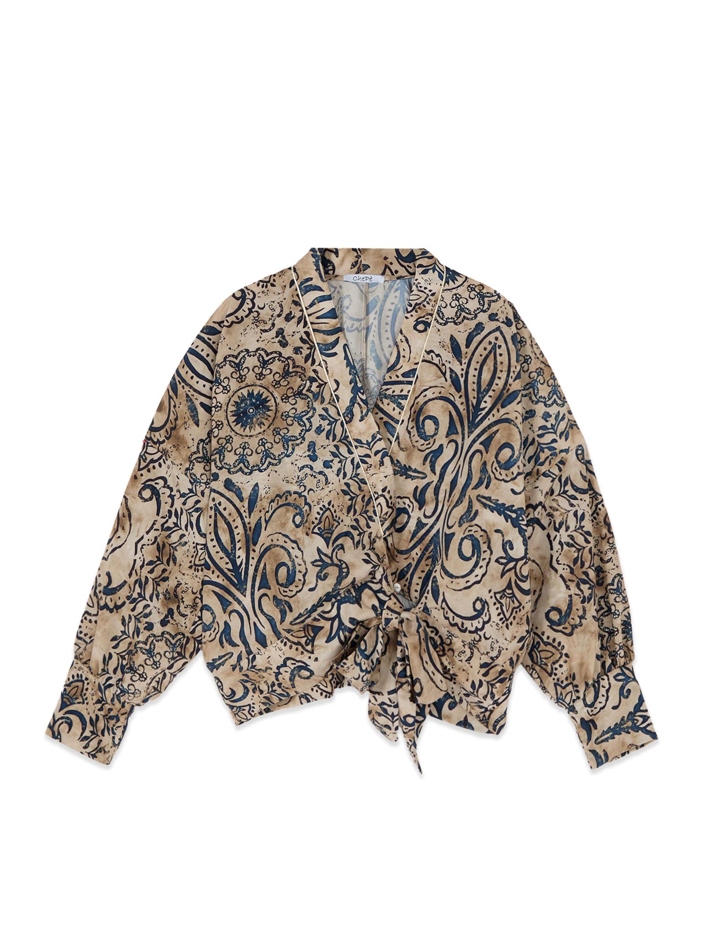 Camicia da donna di oltre in beige: frontale