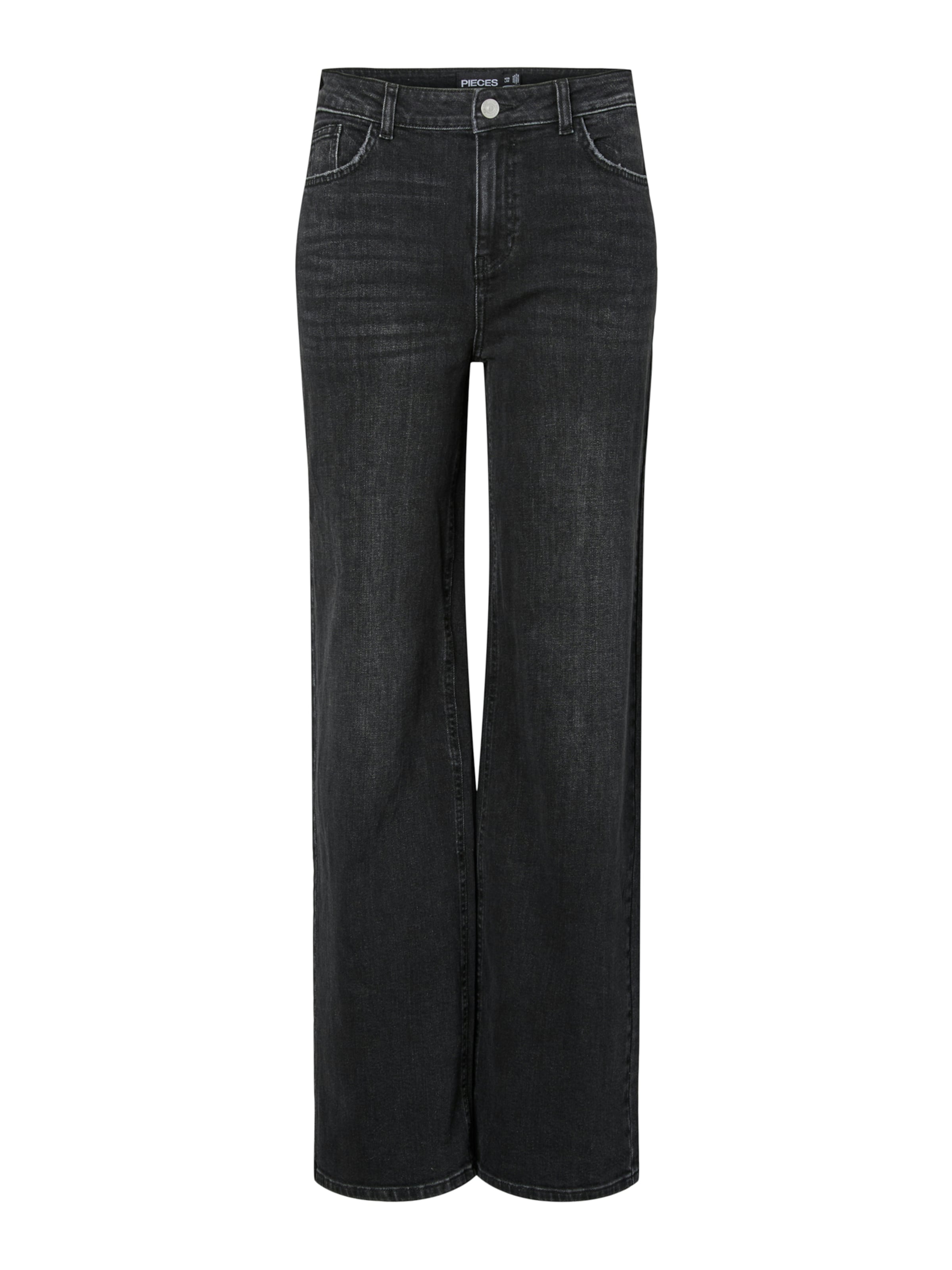 PIECES Wide leg Jeans 'PCSilke' in Black: front