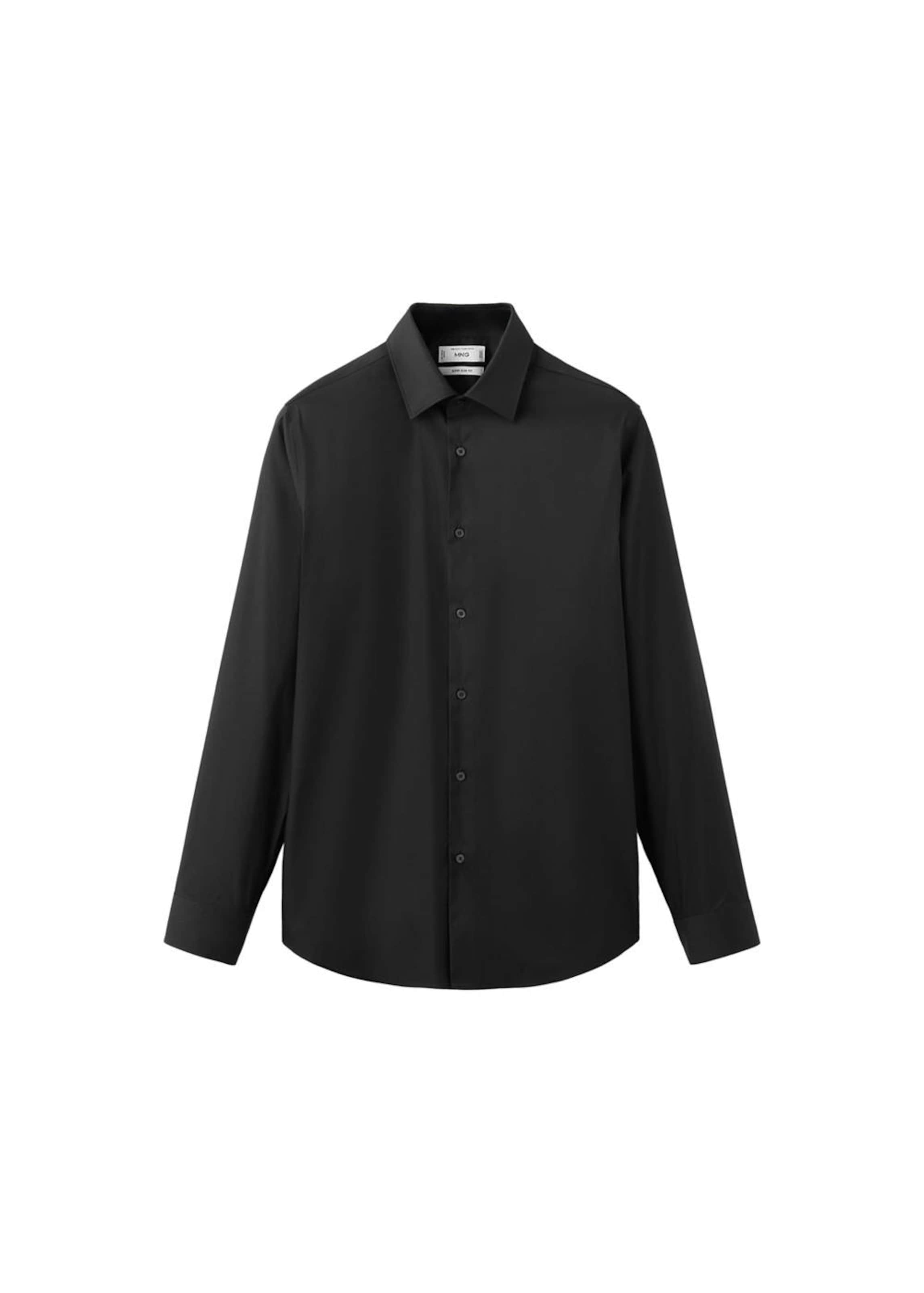 MANGO MAN Super Slim Fit Button Up Shirt 'Emotion' in Black: front