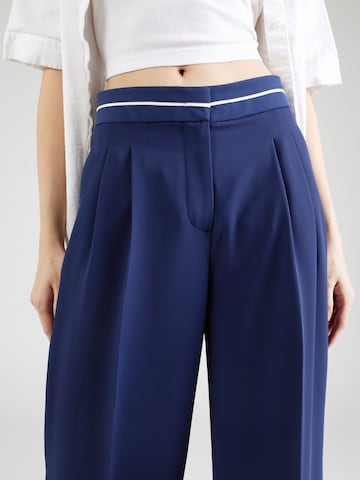 Wide Leg Pantalon à plis 'Fluent' MORE & MORE en bleu