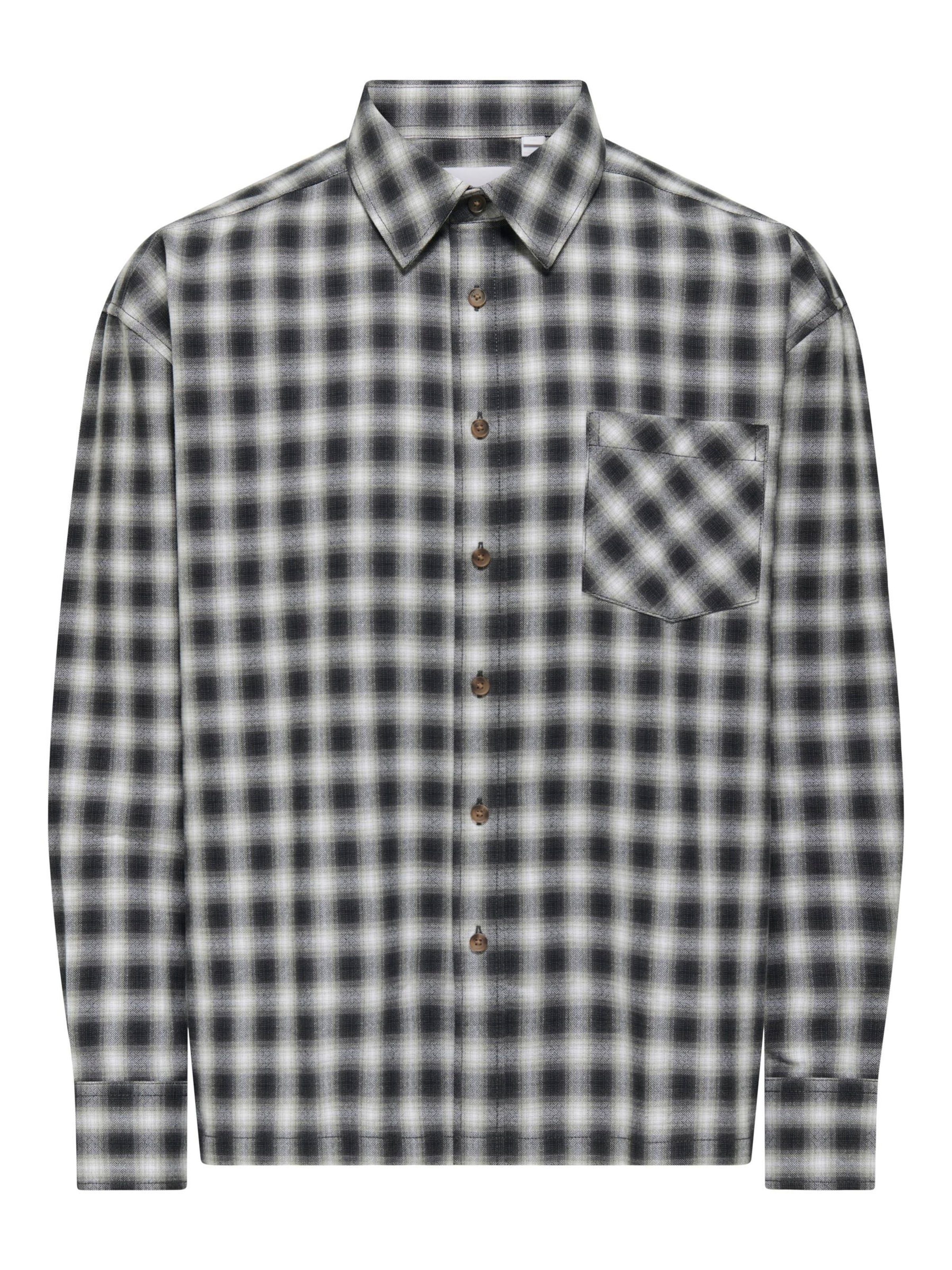 Only & Sons Skjorte 'ONSELLIOT' i grå / sort / hvid, Produktvisning