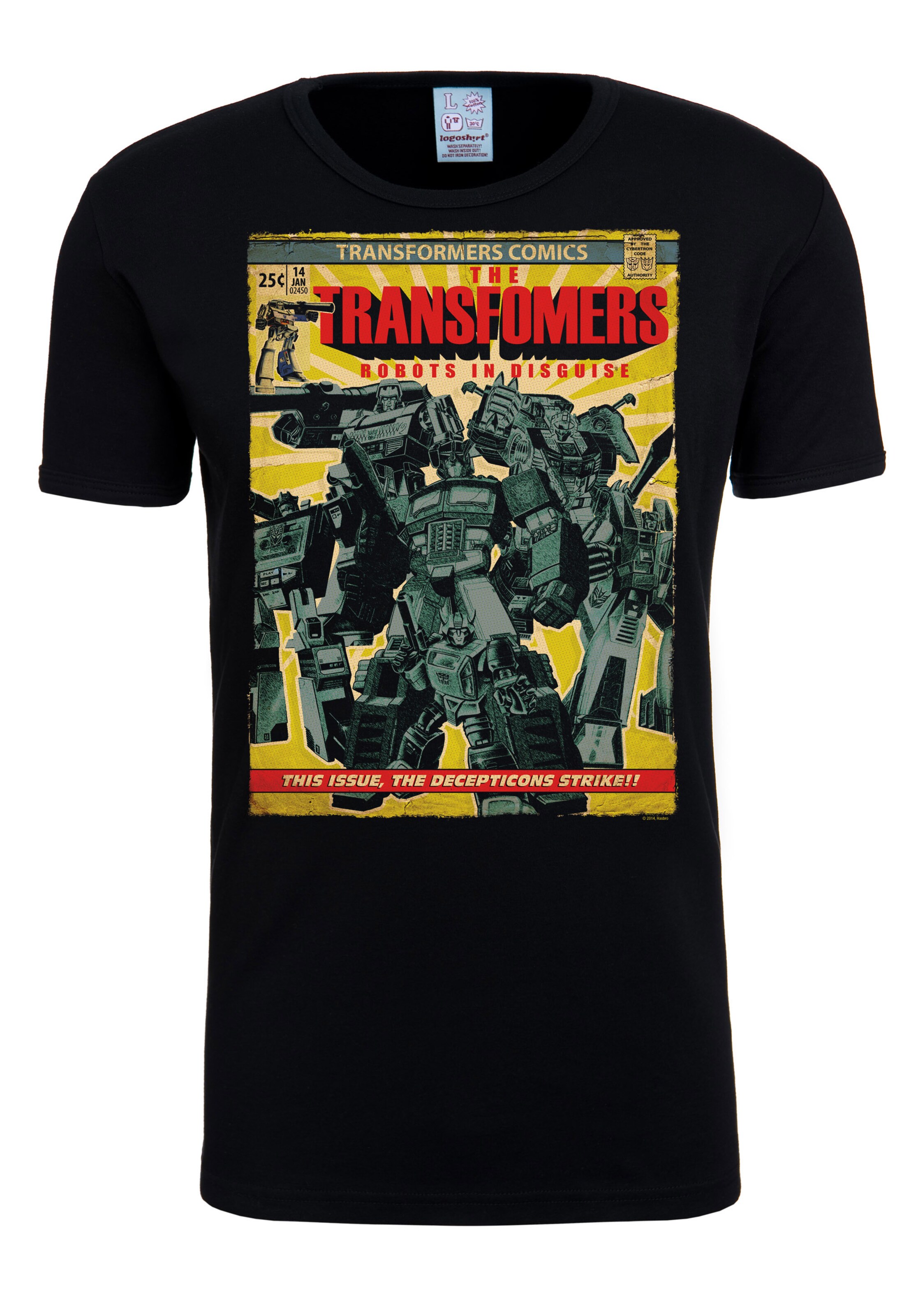 LOGOSHIRT T-Shirt 'Transformers - Robots In Disguise' in Schwarz: Vorderseite