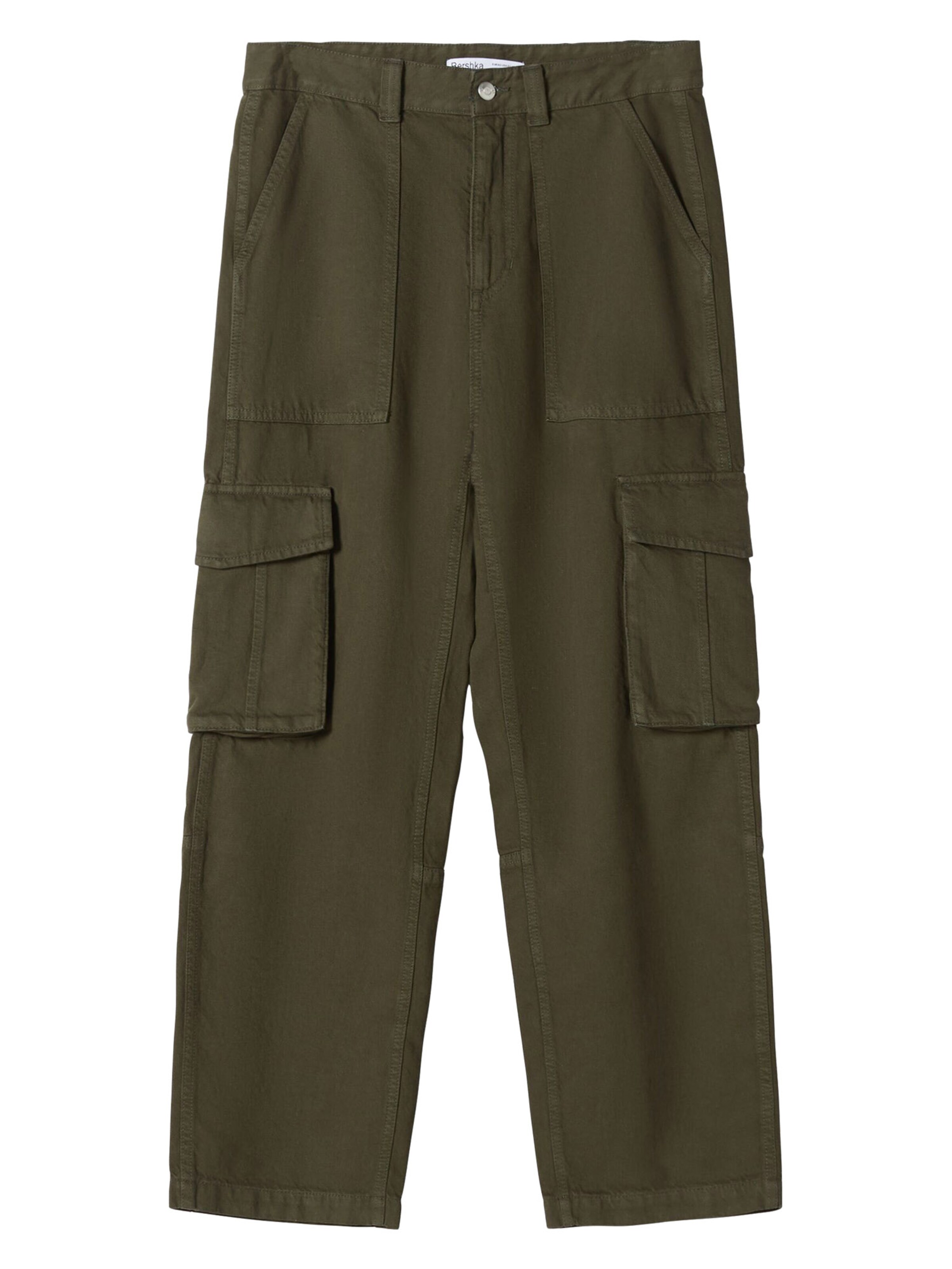 Bershka Loosefit Gargohousut värissä vihreä: etupuoli