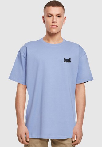 Merchcode Shirt 'Halloween - Cat' in Blue: front