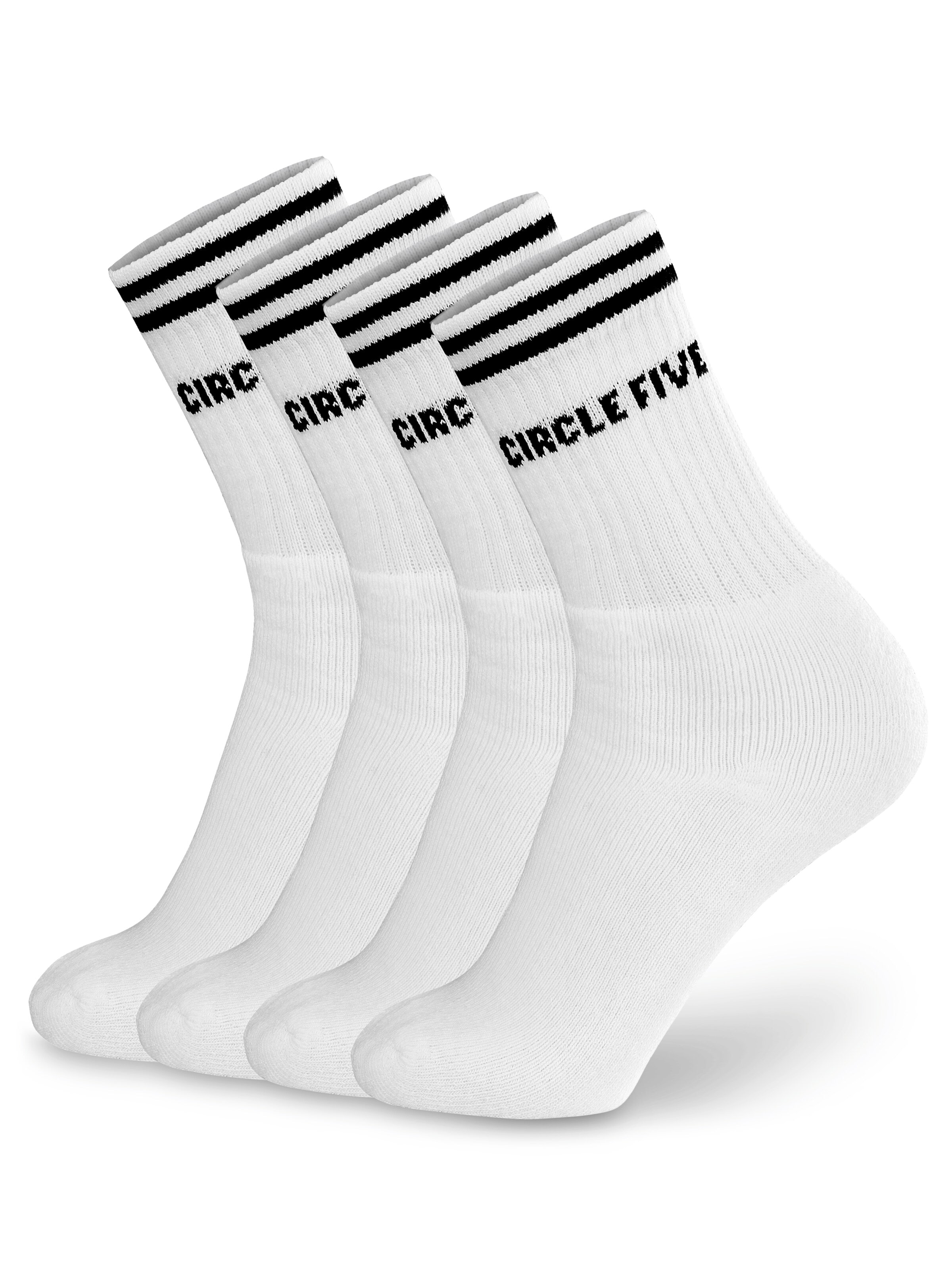 Circle Five Athletic Socks in White