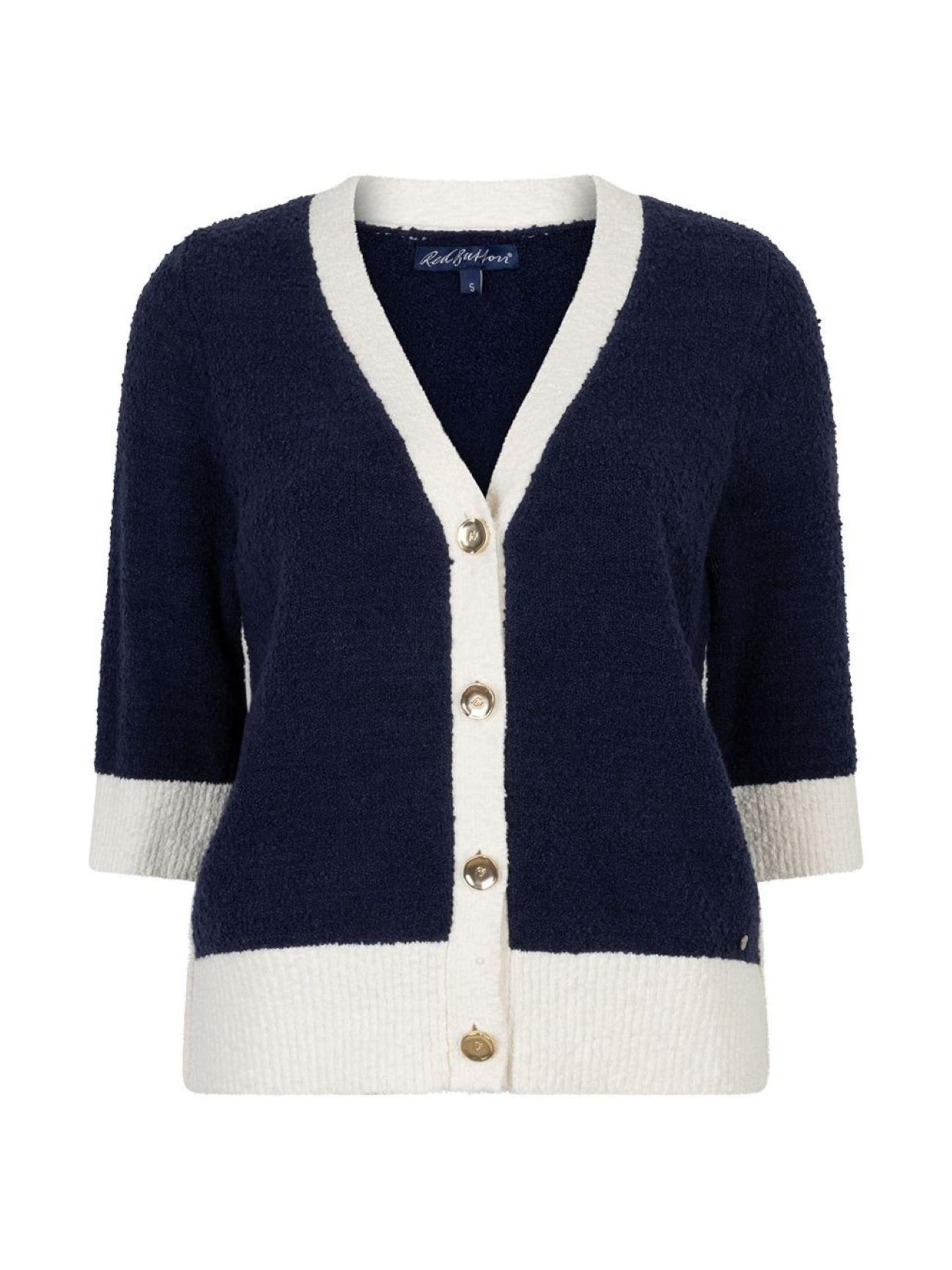 Red Button Gebreid vest 'Red Button Popcorn vest d.blau' in Blauw: voorkant