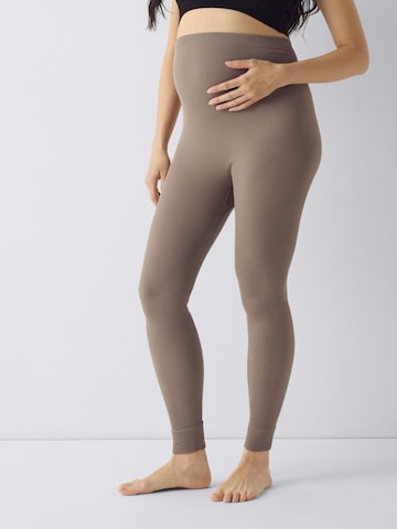 Only Maternity Skinny Pajkice 'OLMJAIA' | rjava barva: sprednja stran