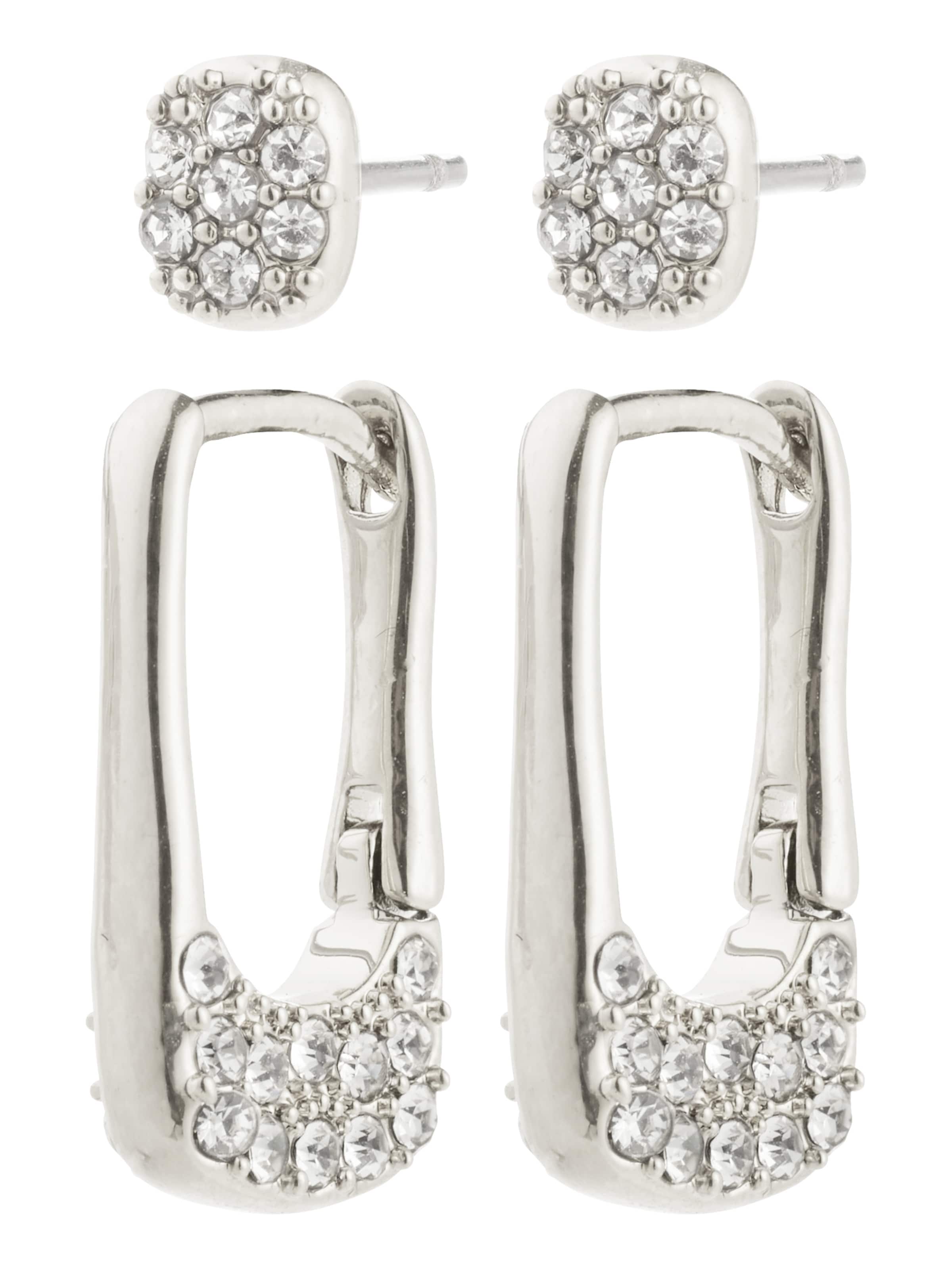 Cercei ' Instant ' de la Pilgrim pe argintiu: față