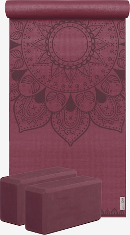 YOGISTAR.COM Yoga-set Starter Edition - Harmonic Mandala (yogamatte + 2 Yogablöcke) in Rot: front