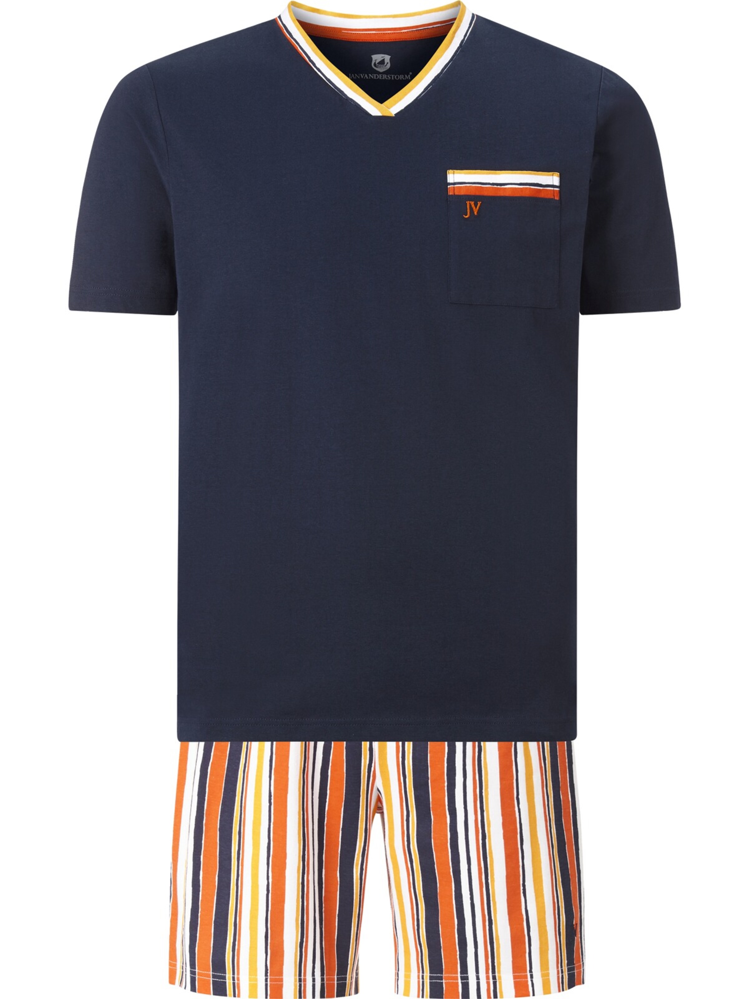 Jan Vanderstorm Kurzer Schlafanzug ' Fredstein ' in Blau: Vorderseite