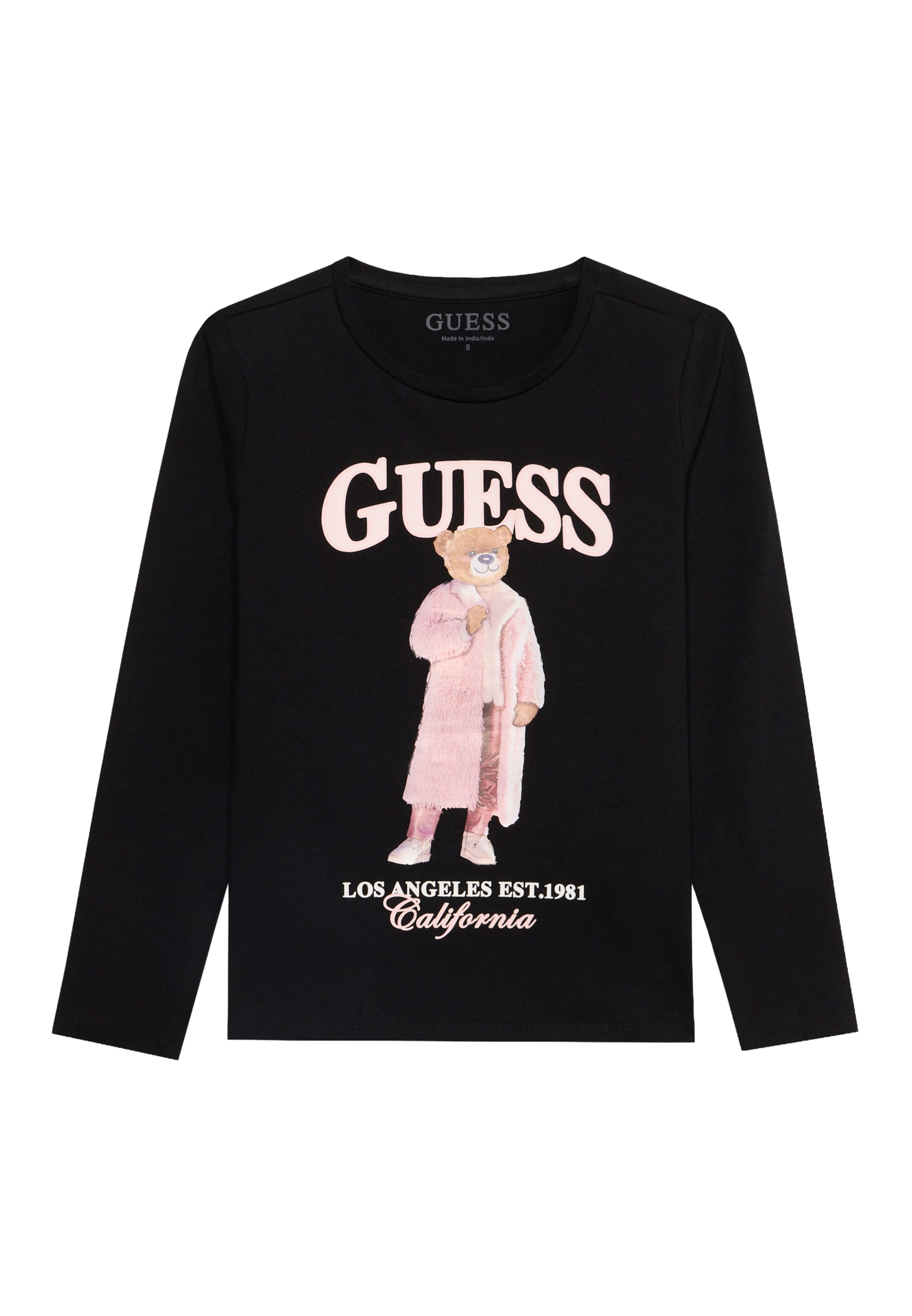 GUESS - Camiseta en negro: frente