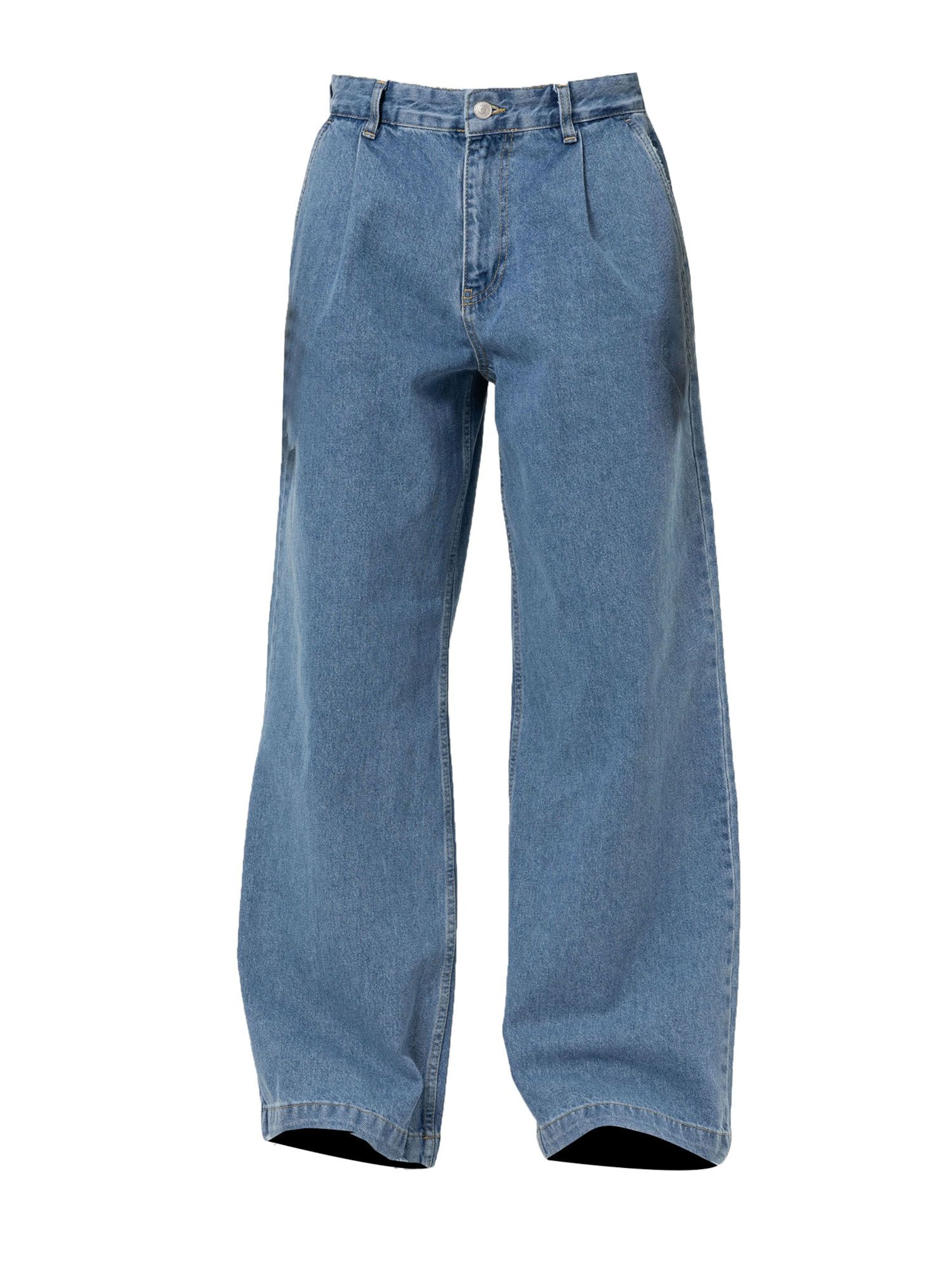 VAMOS CLO Wide Leg Jeans med lægfolder 'Corsicana' i blå: forside