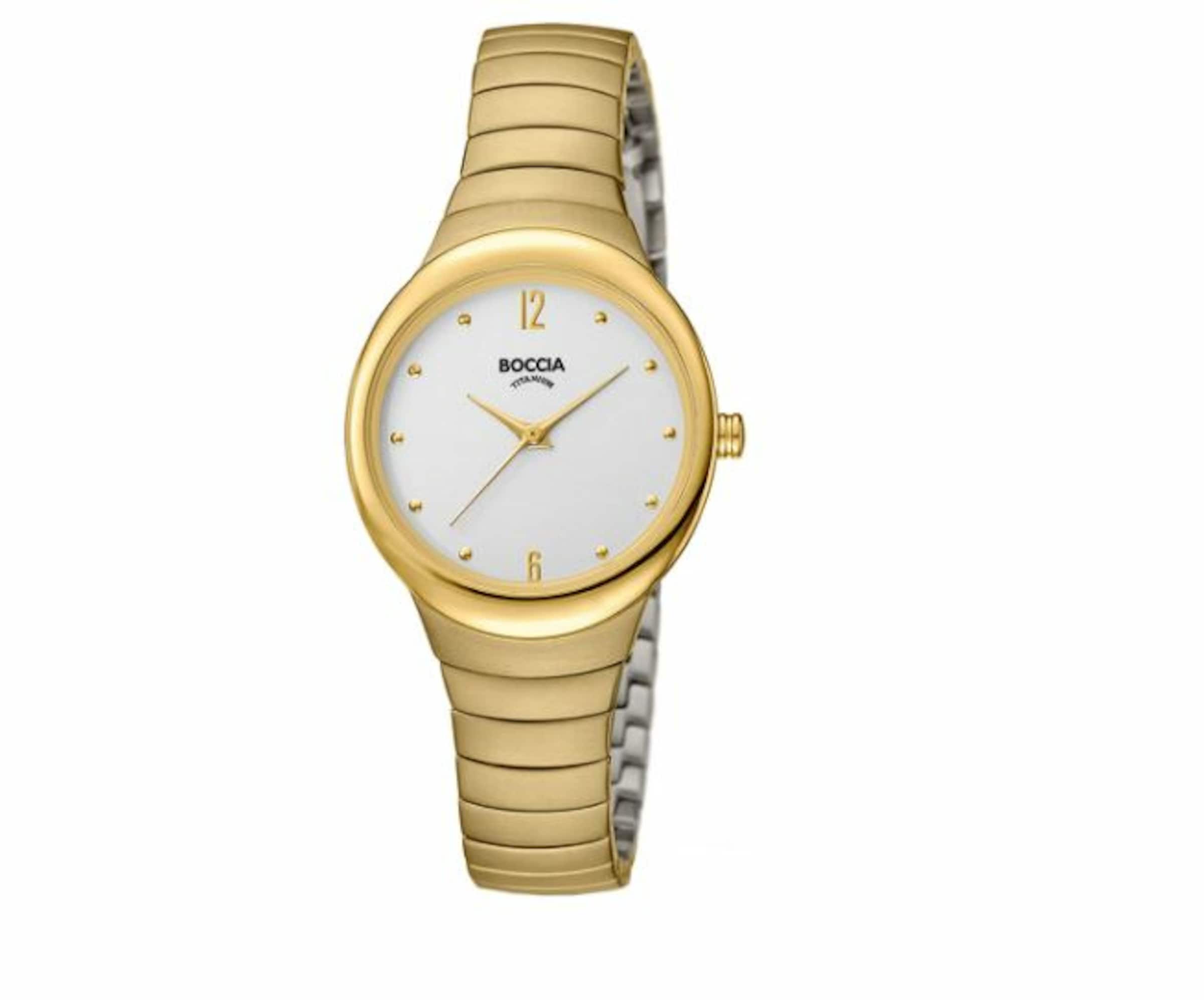 Boccia Uhr in Gold: Vorderseite
