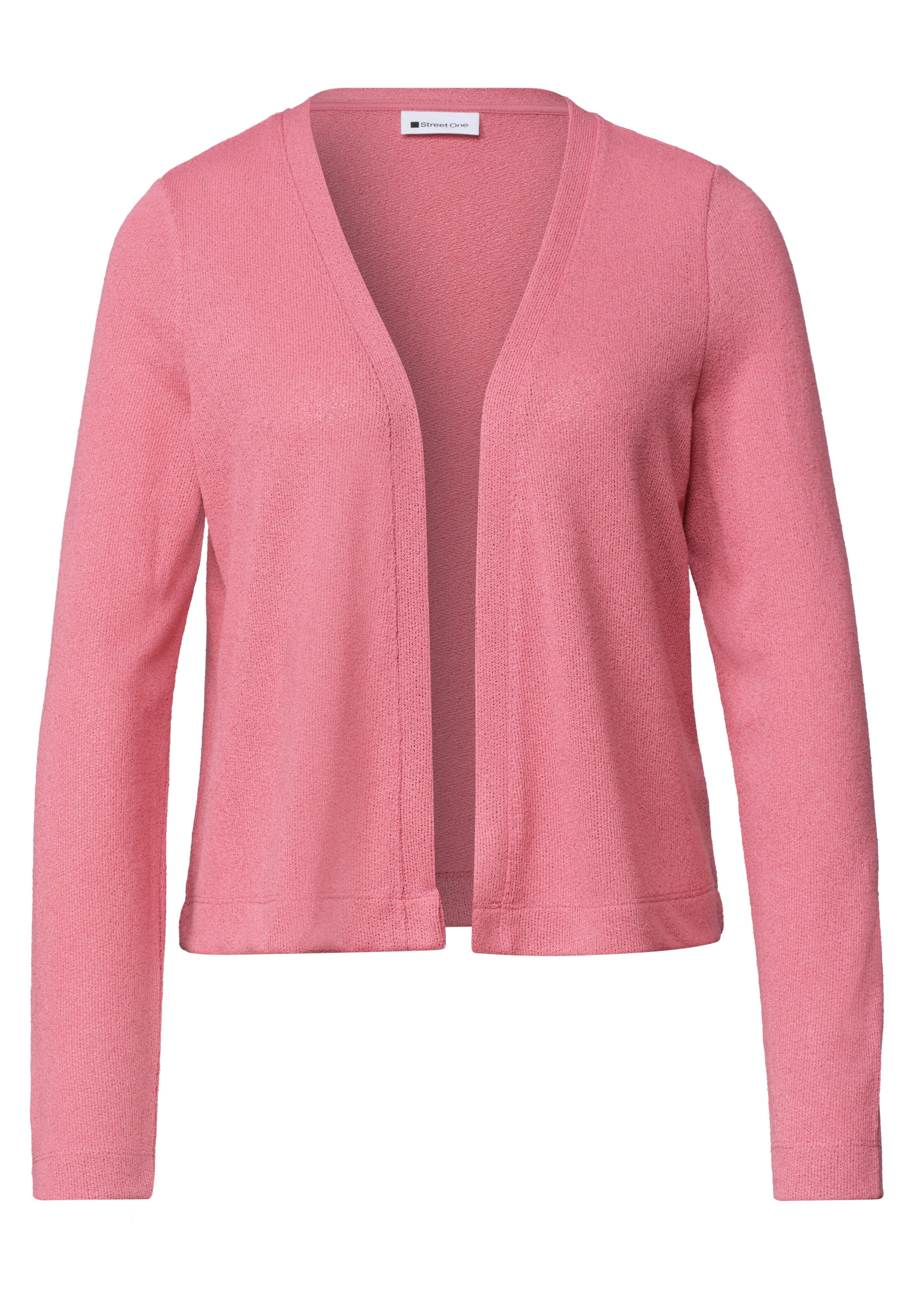 STREET ONE Langarm Jacke im Strick-Look in Pink: Vorderseite
