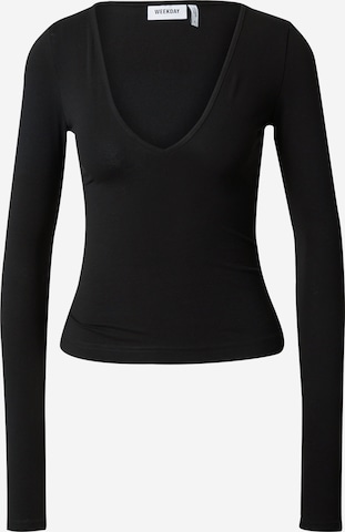 WEEKDAY Shirt in Black: front