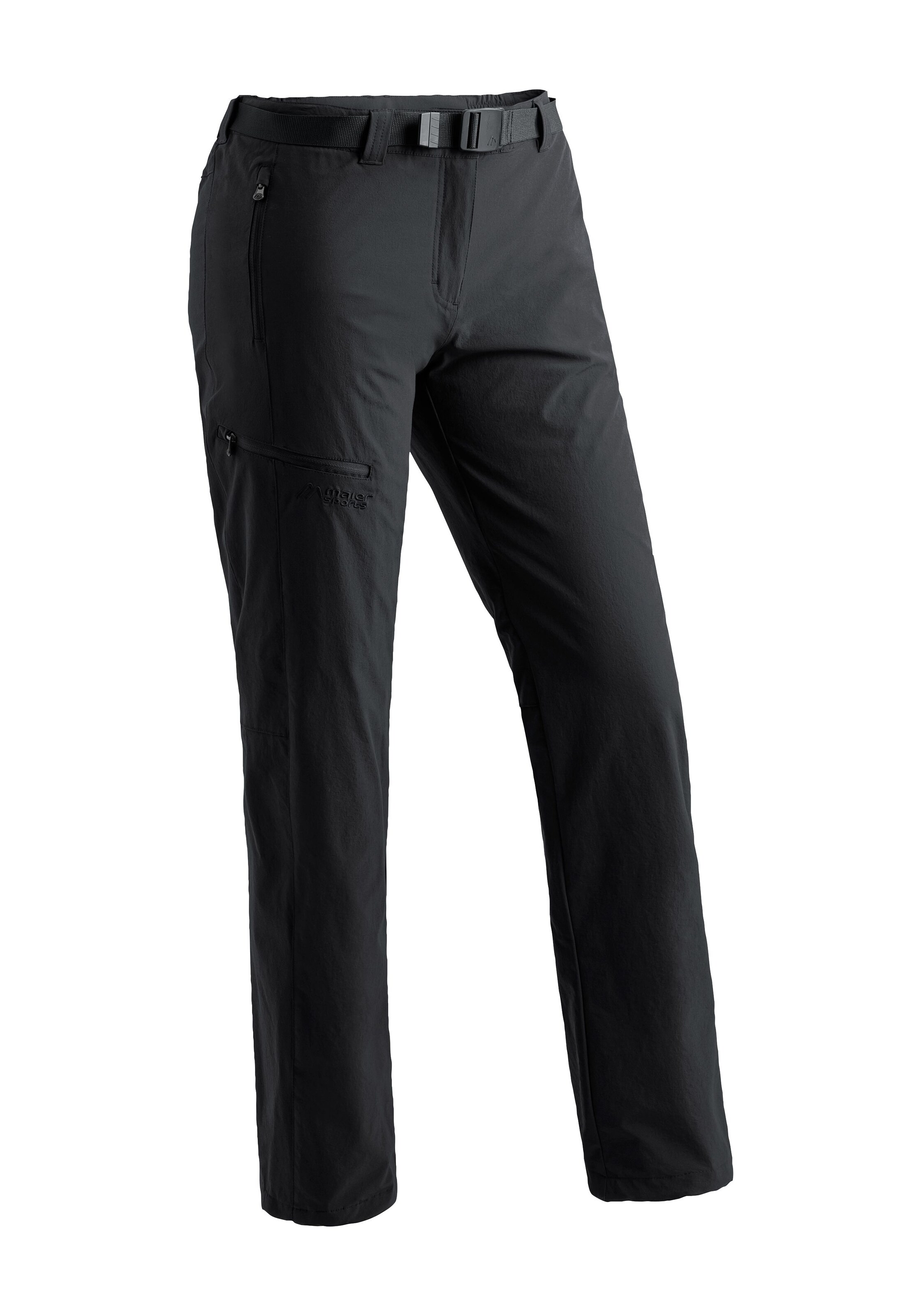 Maier Sports Regular Outdoorhose in Schwarz: Vorderseite