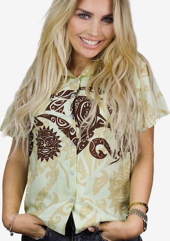 King Kameha Blouse 'Maori Chest' in Beige: voorkant