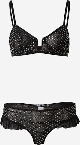 Nasty Gal Bralette Underwear Sets in Black: front