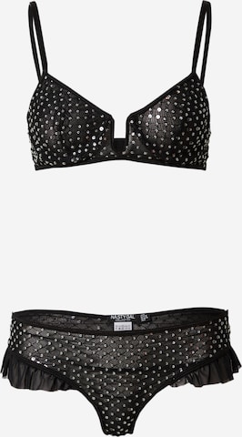 Nasty Gal Bralette Underwear sets in Black: front