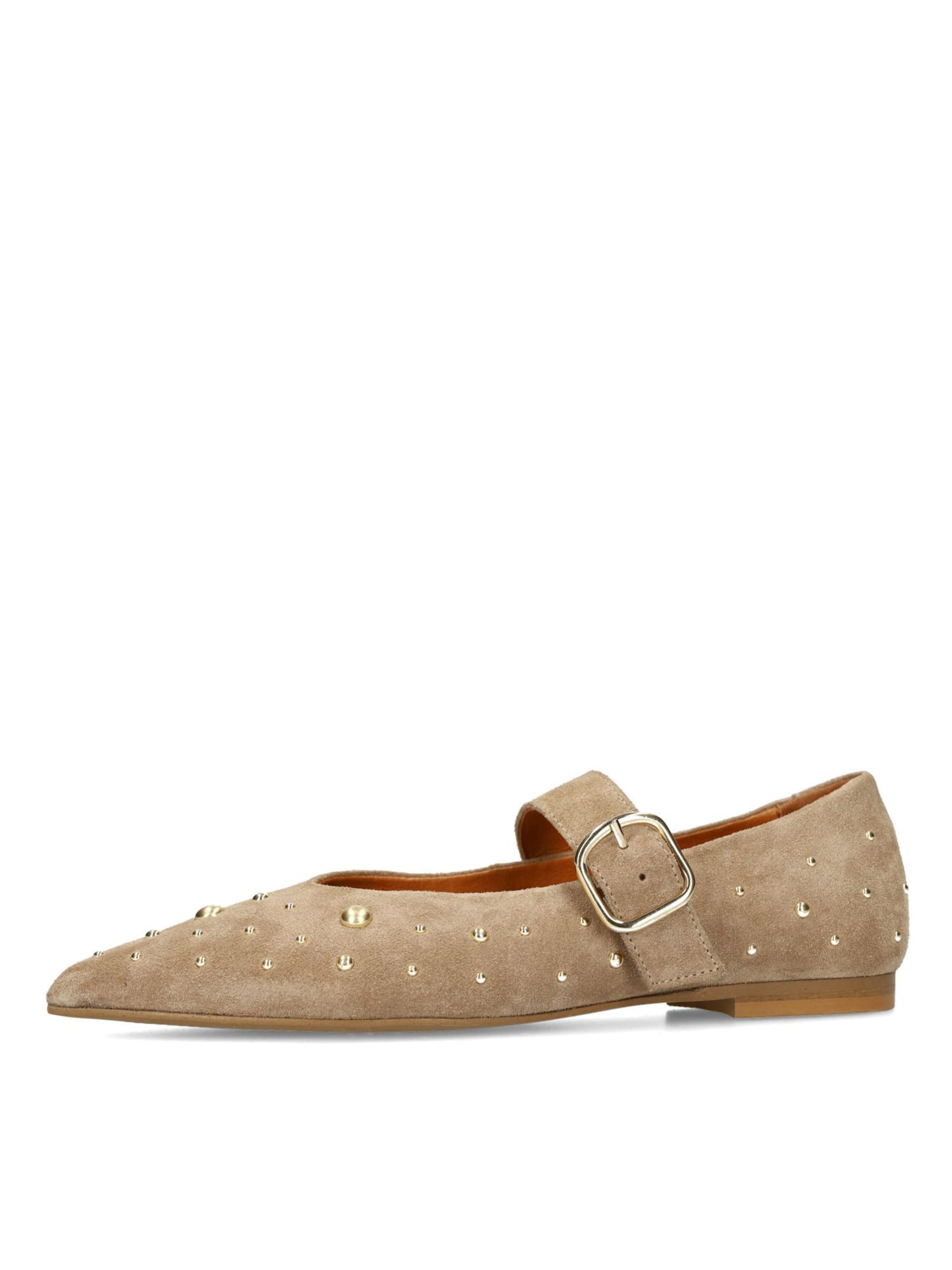 MANFIELD Ballerina met riempjes in Beige: voorkant
