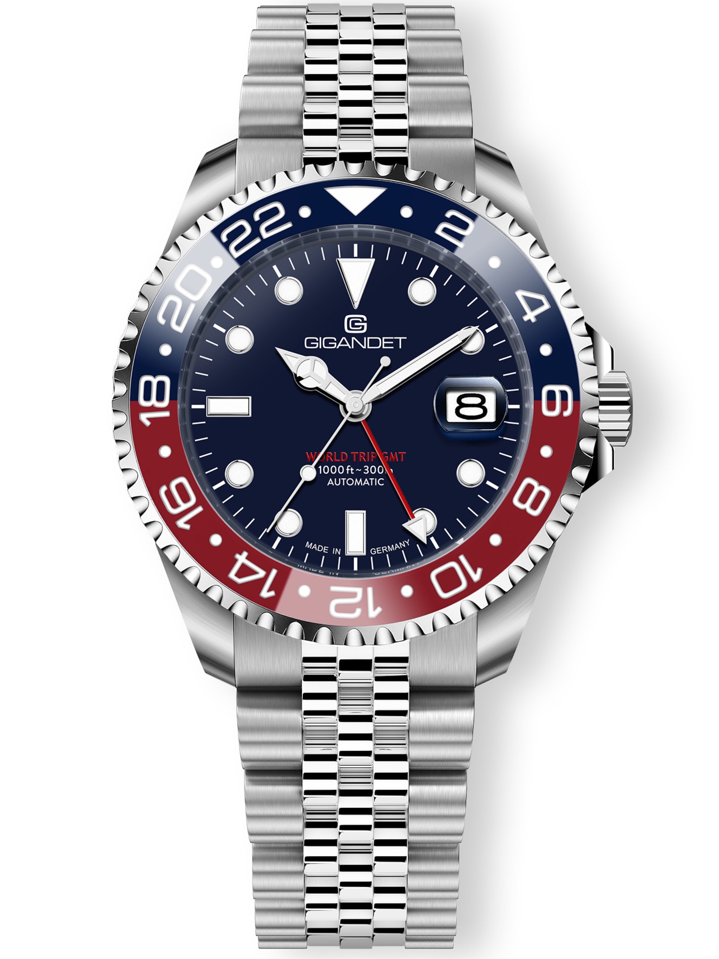 Gigandet Analog Watch 'WORLD TRIP GMT CERAMIC' in Blue: front