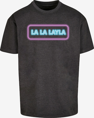 Merchcode Shirt 'La La Layla' in Grijs: voorkant