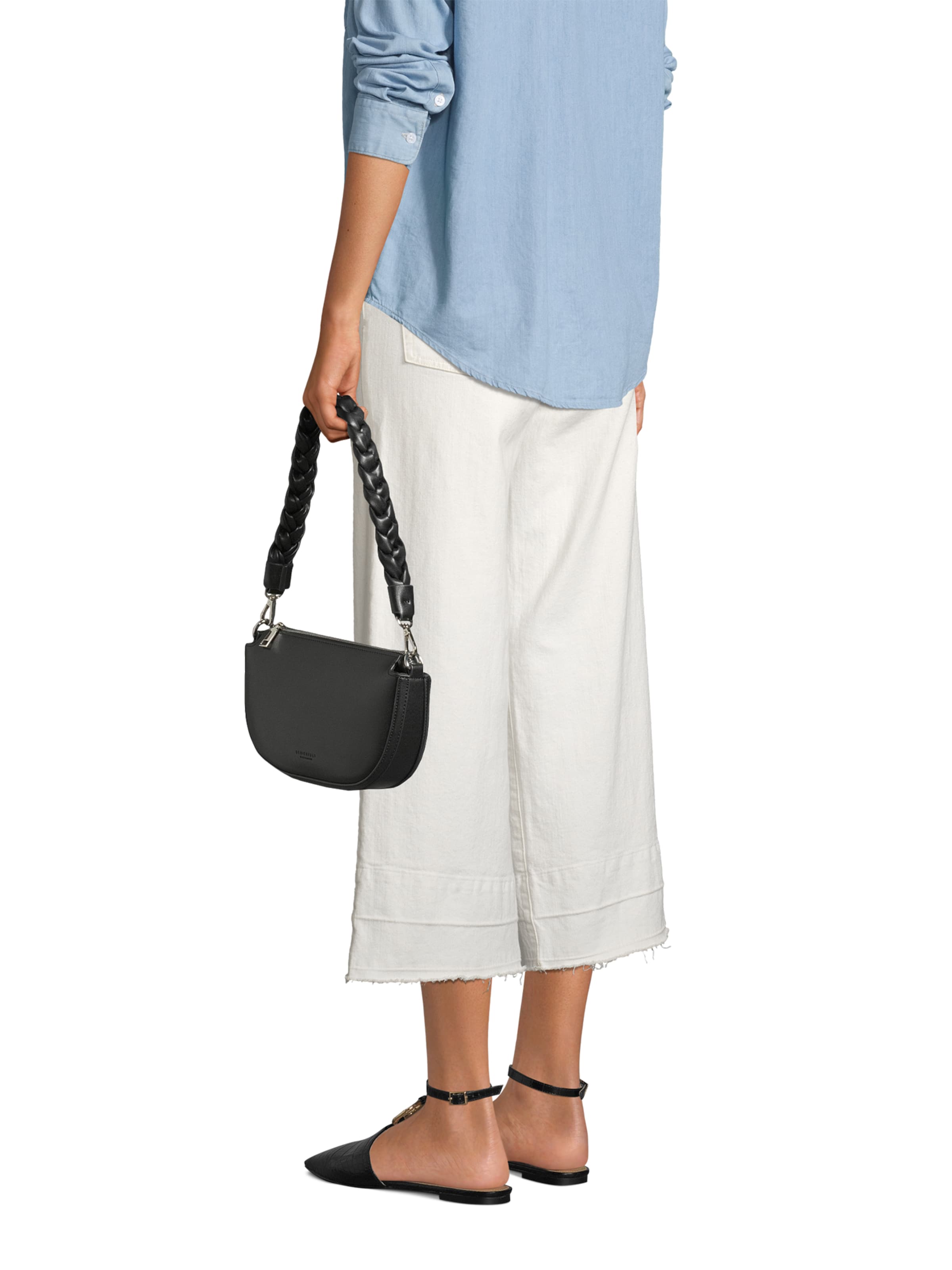 Seidenfelt Schoudertas 'MELBU' in Zwart: voorkant