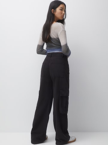 Pull&Bear Wide leg Cargo Pants in Black