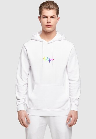 Merchcode Sweatshirt 'Hope Rainbow' in Weiß: Vorderseite