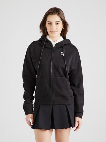 HUGO - Sudadera con cremallera 'Dalfine' en negro: frente